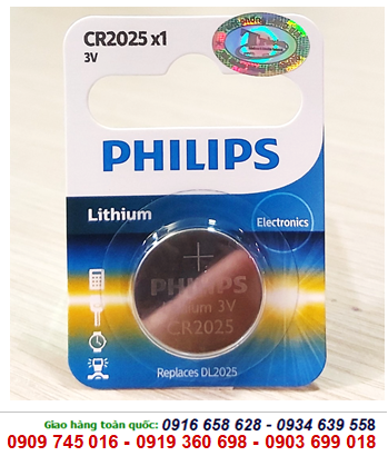 Philips CR2025, Pin 3v Lithium Philips CR2025/ DL2025 chính hãng